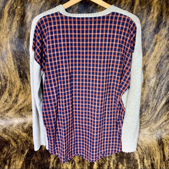 MYSTREE OVERSIZED SWEATER WITH BUFFALO PLAID BACK - Picture 5 of 6